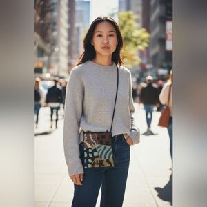 Beaded Patchwork Vintage Crossbody Bag -EUC